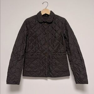 Theory dark brown quilted soft barn jacket sz small preowned